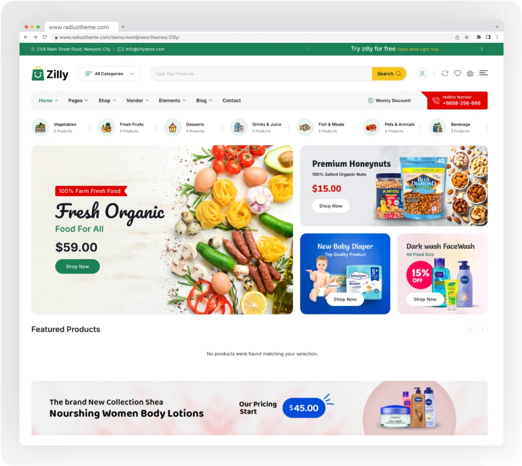 Fresh organic groceries